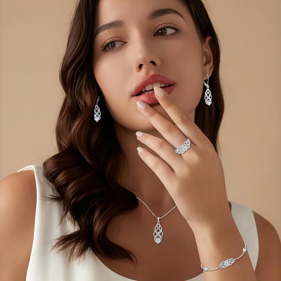 Infinity Celtic Knot Silver Birthstone Bracelet with Cubic Zirconia, 9.84 inch - Picture 3 of 6